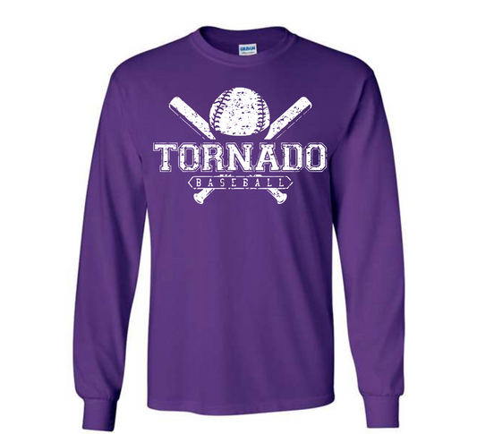Purvis Baseball Distressed LONG SLEEVE Tee