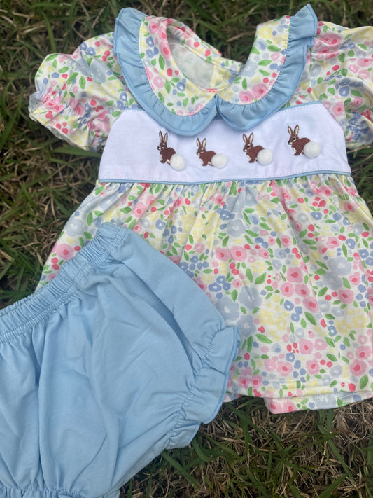 Bunny Floral Bloomer Set