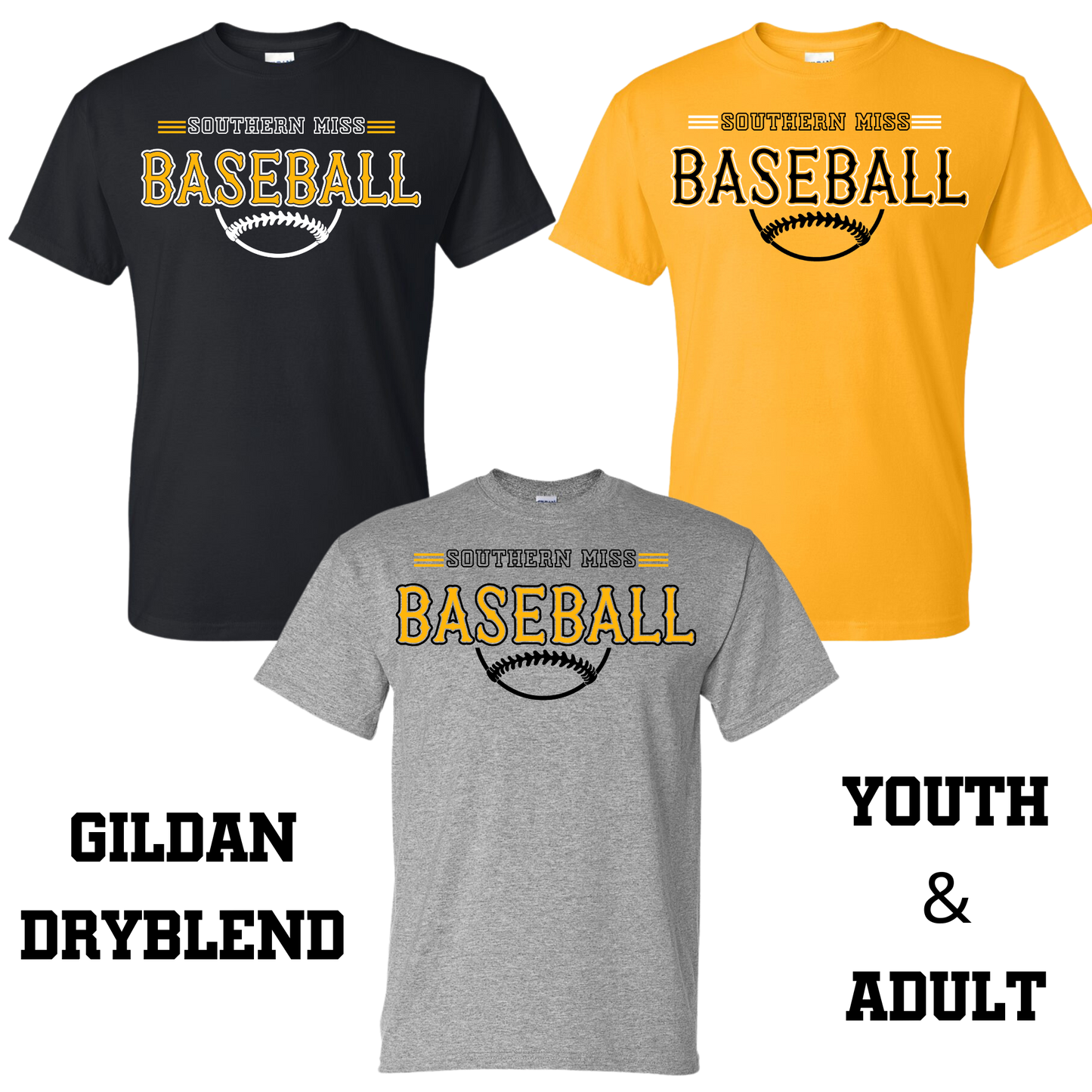 Southern Miss Baseball Gildan Dryblend