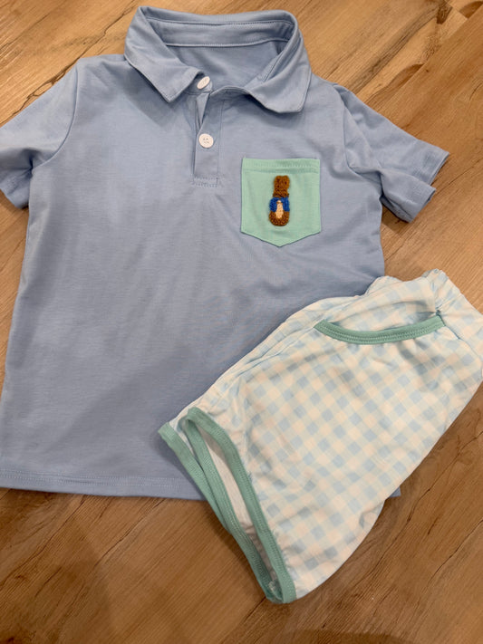 Boys Easter French Knot Polo/Shorts Set