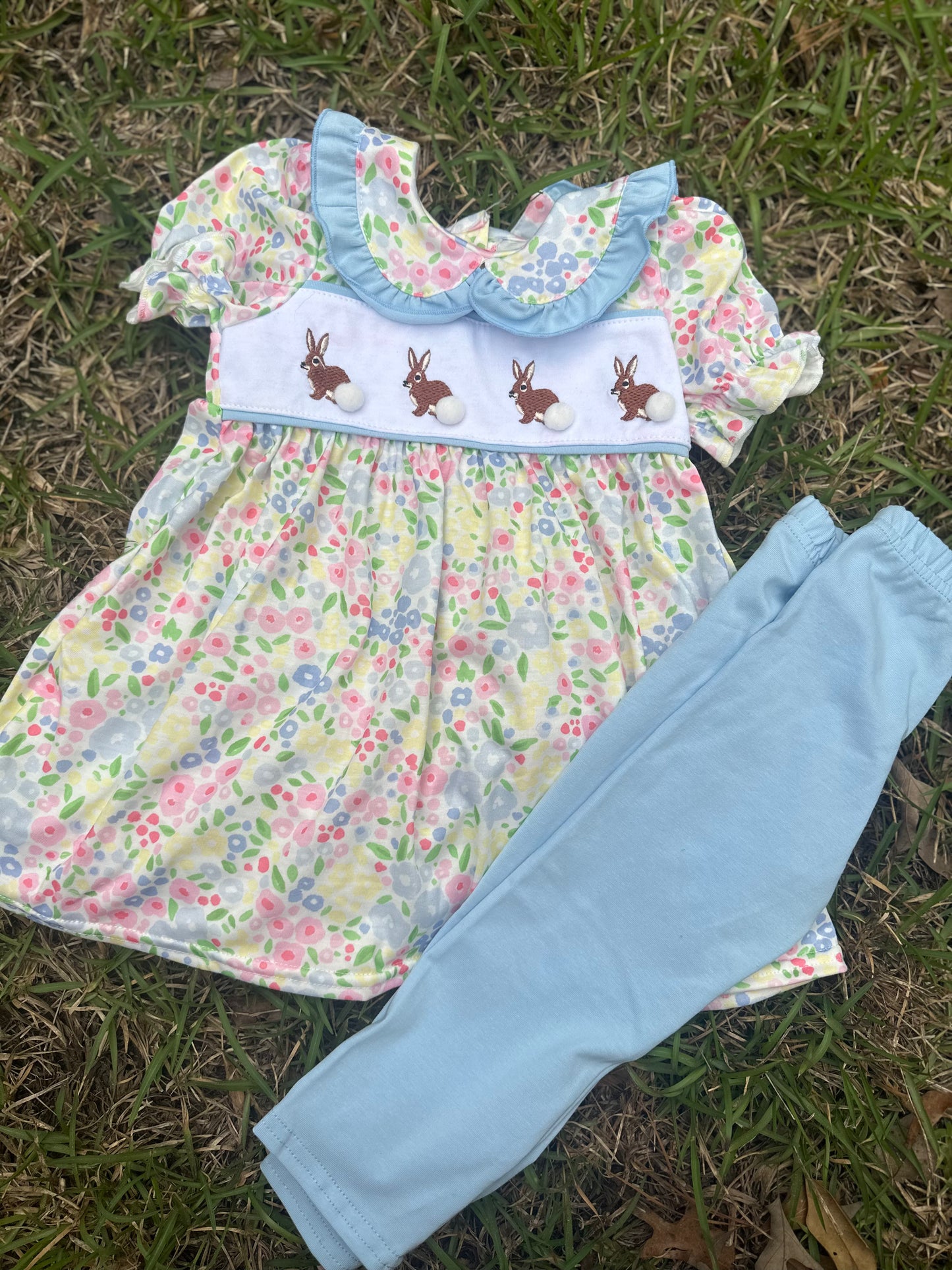 Floral Bunny Pants Set