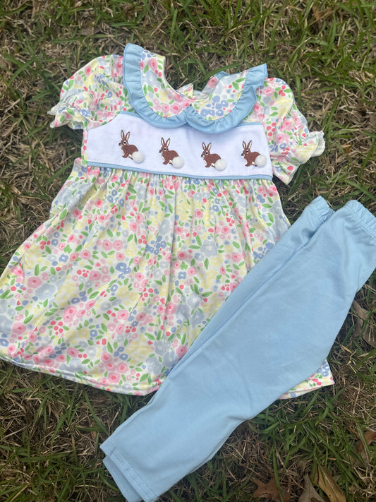 Floral Bunny Pants Set