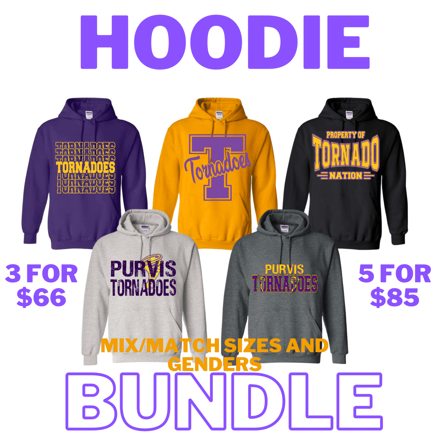 PURVIS HOODIE BUNDLE OF 3
