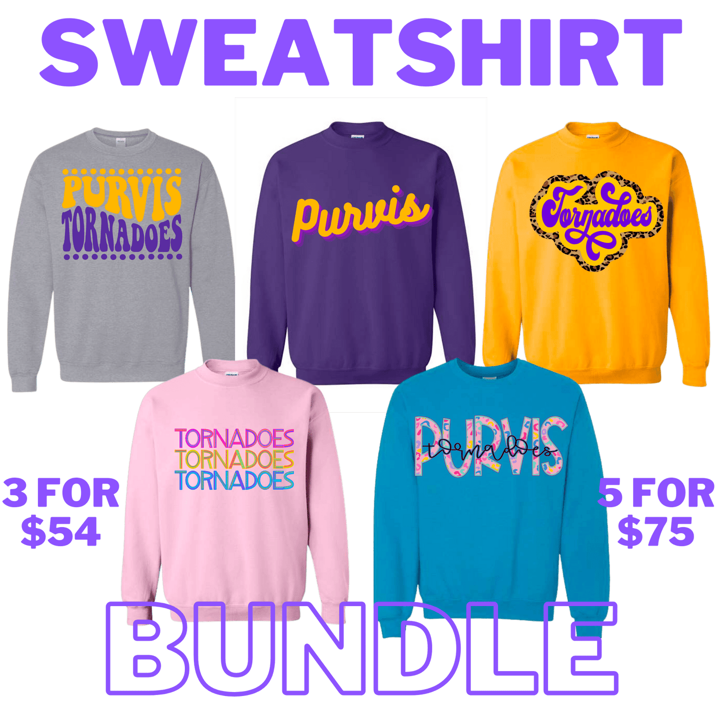 PURVIS SWEATSHIRT BUNDLE OF 5
