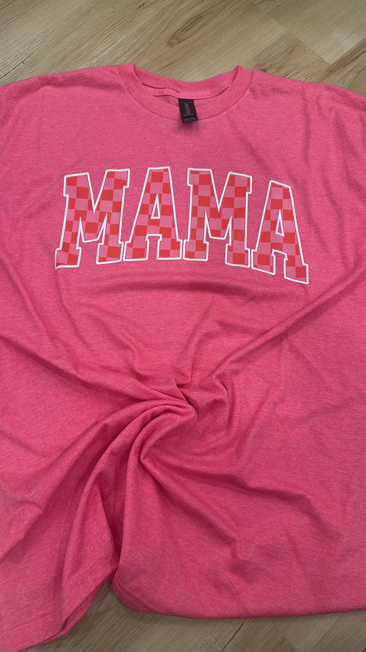 Mama Checkered Heather Pink short sleeve