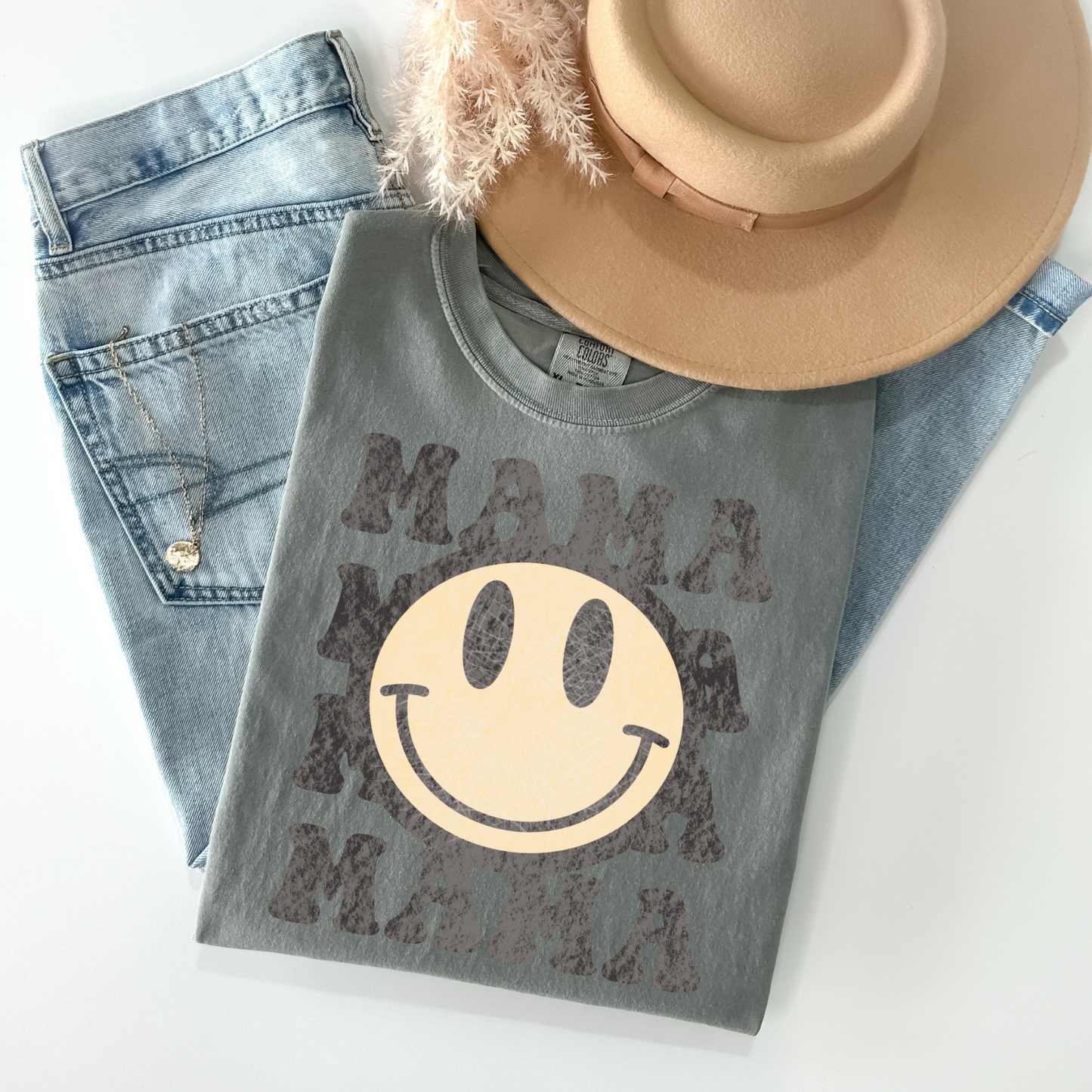 Distressed Smiley Mama