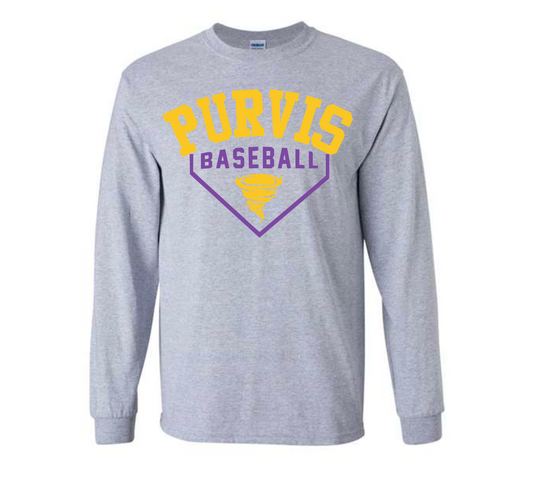 Purvis Baseball Home Plate LONG SLEEVE Tee