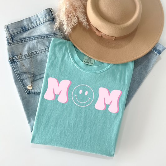 Mom Light Pink Smiley Tee