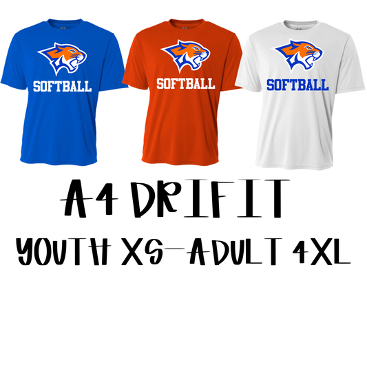 Cougar Head Softball -- A4 Drifit