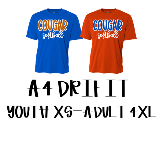 Cougar Softball Script -- A4 Drifit